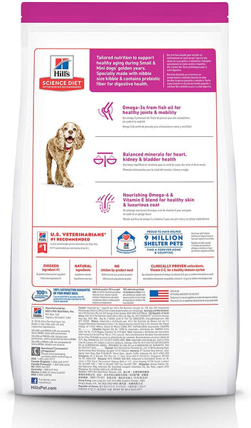 Hill's Science Diet Dry Dog Food, Adult 11+ For Senior Dogs, Small Paws for Small Breeds, Chicken Meal, Barley & Brown Rice Recipe