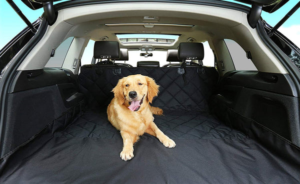 Dog Seat Covers, 600D Waterproof Pet Car Seat Covers with 2 Dog Seat Belts & Zipper & Pocket - Nonslip Back Seat Cover Cat Dog Hammock Convertible Extra Side Flaps Best for Cars Trucks Suvs