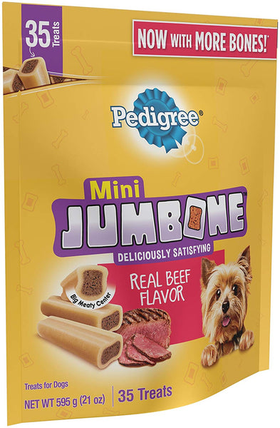 PEDIGREE JUMBONE Real Beef Flavor Mini Dog Treats - 21 Ounces (35 Treats)