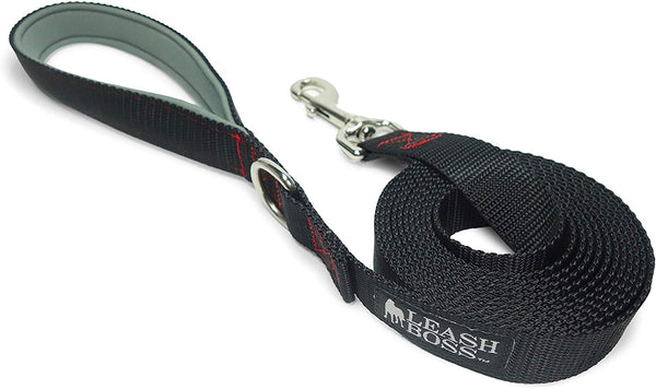 Leashboss 10 15 Foot Dog Leash Padded Handle -1 Inch Nylon Long Leash Hiking, Camping, Exploring Walking