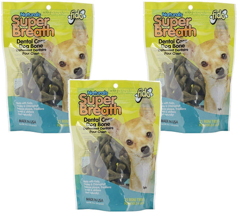 (3 Pack) Super Breath Dental Care Dog Bone, Mini, 21 Bones each