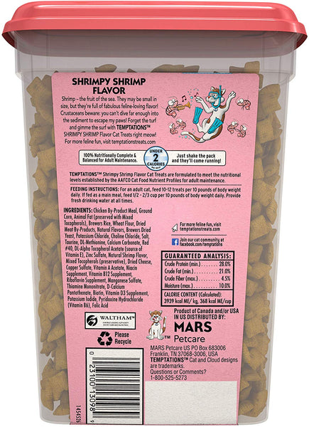 TEMPTATIONS Cat Treats Shrimpy Shrimp Flavor, 16 oz. Tub