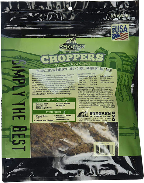 Redbarn Choppers Beef Lung Chews For Dogs (9 Ounce Bag)