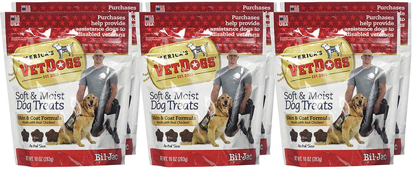 Bil-Jac (6 Pack) America's Vet Dogs Skin and Coat Dog Treats, 10 Ounces Each