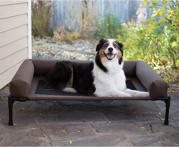 K&H Pet Products Original Bolster Pet Cot Elevated Pet Bed Chocolate\/Mesh