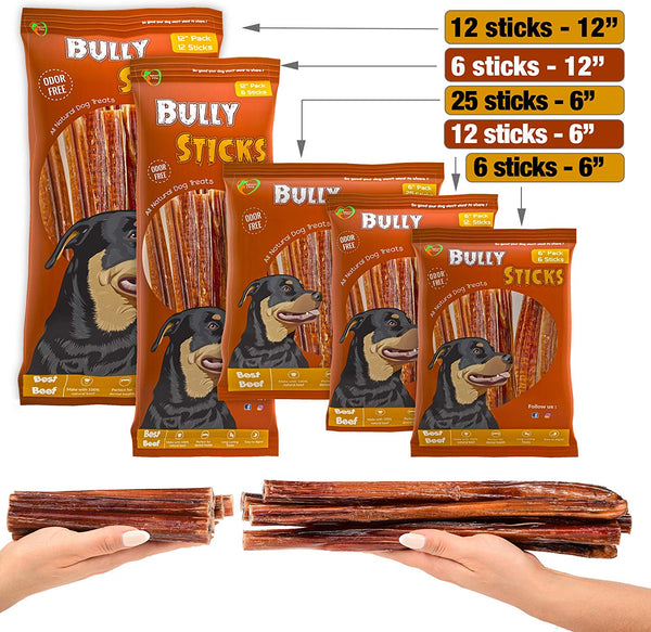 Beloved Pets Thick Bully Sticks for Dogs & Puppies 6 Inch - Best Beef Pizzle Made for USA - Supreme Chew Large Bully Sticks Odorless