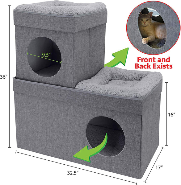 Kitty City Large Cat Bed, Stackable Cat Cube, Washable Bed, Indoor Cat House\/Cat Condo