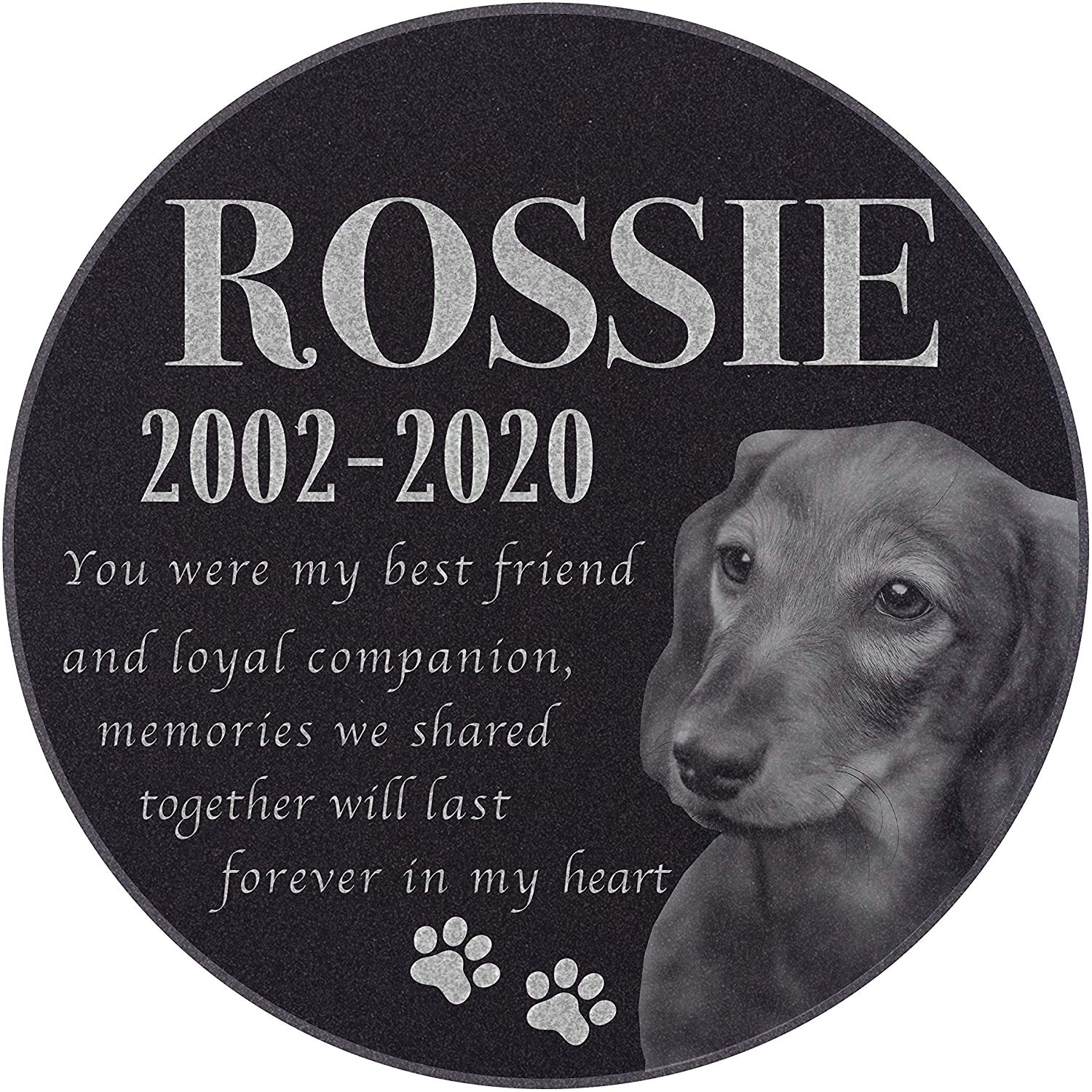 Lara Laser Works Personalized Memorial Stone Headstone with Photo Engraved Granite Dog Photo Grave Stone