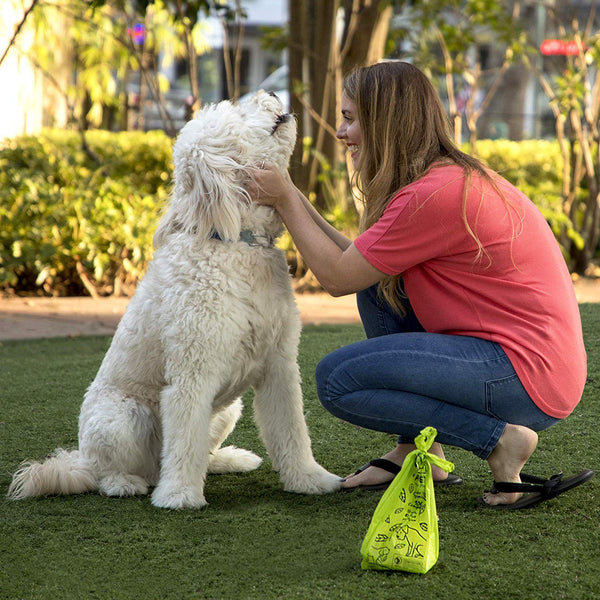 Compostable Dog Poop Bags, Plant-Based Poop Bags for Dogs, Unscented Extra-Long with Handles 9 x 16 Inches Thick Leak Proof Doggy Waste Bag Refills Highest USA Rated D6400 Supports Doggie & Pet Rescue