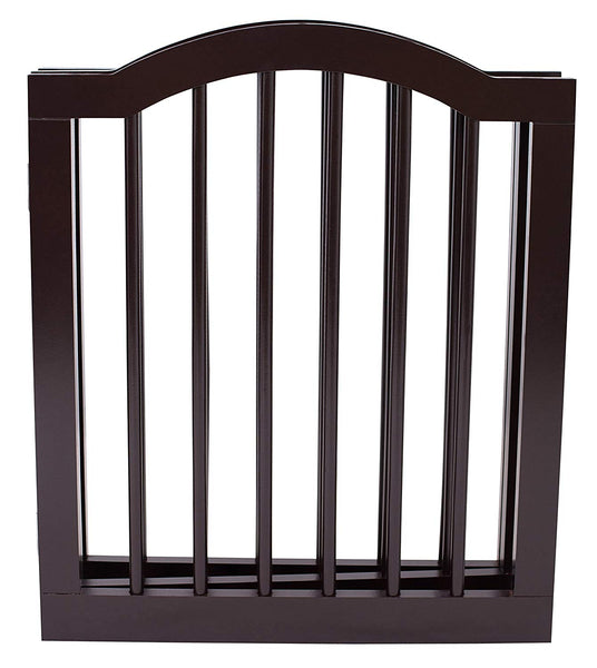 Internet's Best Dog Gate with Arched Top - 4 Panel - 24 Inch Step Over Fence - Free Standing Folding Z Shape Indoor Doorway Hall Stairs Pet Puppy Gate - Fully Assembled - Espresso - MDF