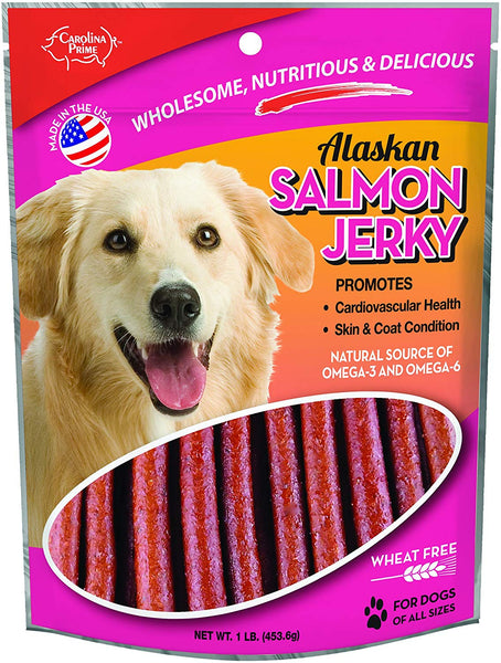 Carolina Prime Pet 40192 Salmon Jerky Treat for Dogs (1 Pouch), One Size