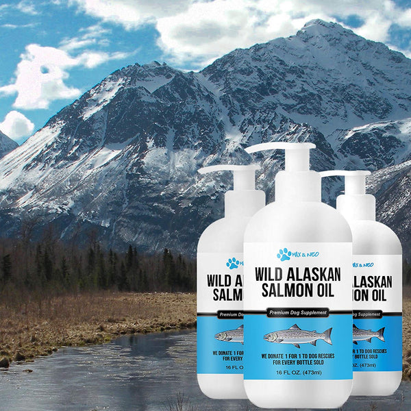 Max and Neo 100% Pure Wild Caught Alaskan Salmon Oil for Dogs and Cats - We Donate One for One to Dog Rescues for Every Bottle Sold