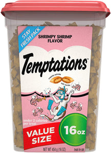 TEMPTATIONS Cat Treats Shrimpy Shrimp Flavor, 16 oz. Tub