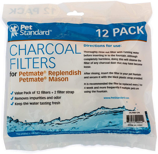 Filters for Petmate Replendish and Petmate Mason Pet Fountains, Pack of 12