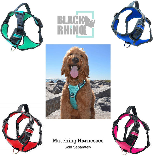 Black Rhino Dog Leash - Heavy Duty - Medium & Large Dogs | 6ft Long Leashes | Two Traffic Padded Comfort Handles for Safety Control Training - Double Handle Reflective Lead