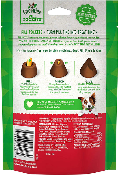 Greenies Pill Pockets Capsule Size Hickory Smoke Flavor Dog Treats