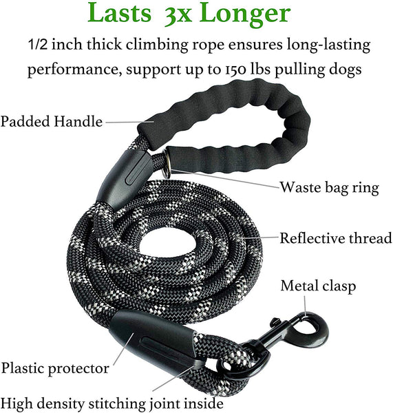 iYoShop Adjustable Dual Dog Leash, Double Dog Leash, 360 Swivel No Tangle Double Dog Walking Training Leash for Two Dogs, Black, Medium Large