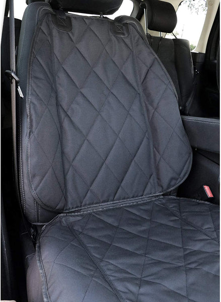 BarksBar Pet Front Seat Cover for Cars - Black, Waterproof & Nonslip Backing with Anchors, Quilted, Padded, Durable Pet Seat Covers for Cars, Trucks & SUVs