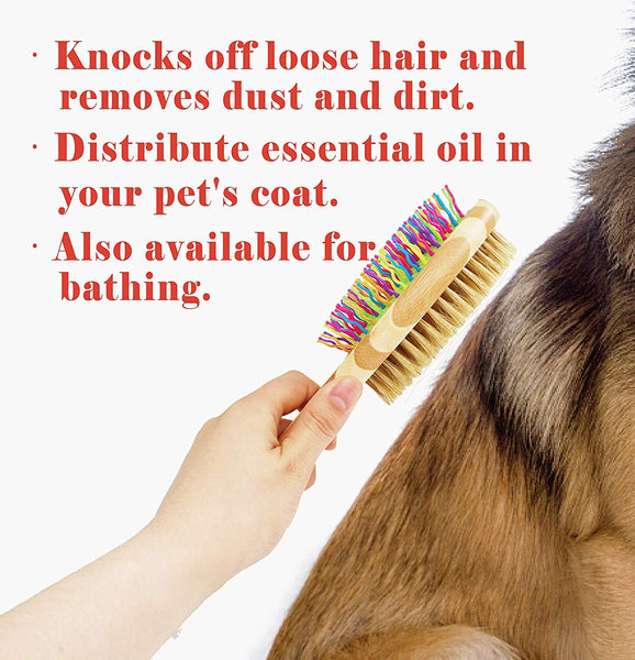 HOP Home of Paws Dog Brush for Grooming & Massaging Dogs, Cats & Other Animals – Fur Detangling Pins & Coat Smoothing Slicker Bristles, Natural Bamboo