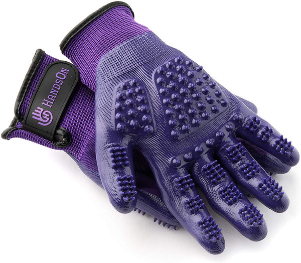 HandsOn Pet Grooming Gloves - Patented #1 Ranked, Award Winning Shedding, Bathing, & Hair Remover Gloves - Gentle Brush for Cats, Dogs, and Horses