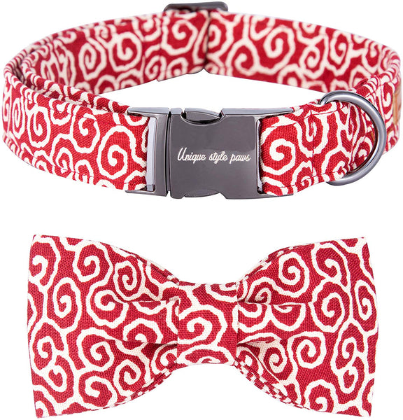 Unique style paws Christmas Dog and Cat Collar with Bow Pet Gift for Dogs and Cats Adjustable Soft&Comfy Cotton Collars 6 Sizes and 6 Patterns