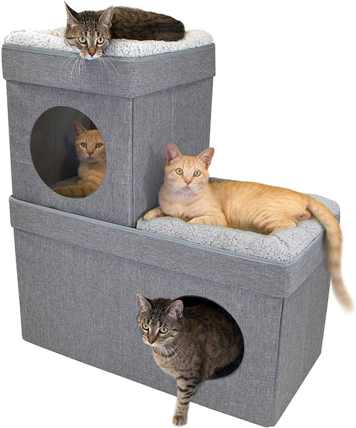 Kitty City Large Cat Bed, Stackable Cat Cube, Washable Bed, Indoor Cat House\/Cat Condo