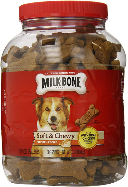 Milk-Bone Soft and Chewy Chicken 12 Vitamins and Minerals Recipe Healthy and Delicious Dog Snacks - 37 ounces