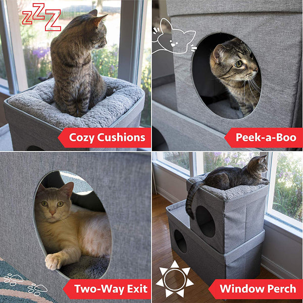 Kitty City Large Cat Bed, Stackable Cat Cube, Washable Bed, Indoor Cat House\/Cat Condo