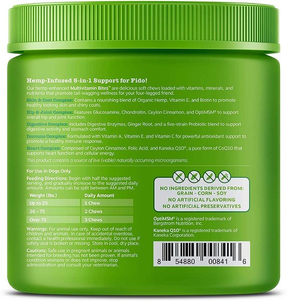 Zesty Paws Multivitamin for Dogs with Hemp - Glucosamine Chondroitin + MSM for Hip & Joint Health - Digestive Enzymes & Probiotics for Digestion - Vitamins & Omega 3 for Skin & Coat + Heart & Immune