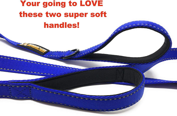 Buy One Give One To A Rescue Pawfessor Dion's Dog Training Gear Pawfessor Dion's 6ft Reflective Double Handle Traffic Dog Leash - Buy One and We Donate One to a Dog Rescue