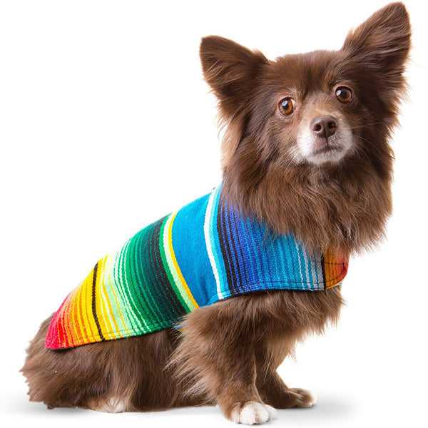 Handmade Dog Poncho from Mexican Serape Blanket - Dog Clothes - Coat - Costume - Sweater - Vest