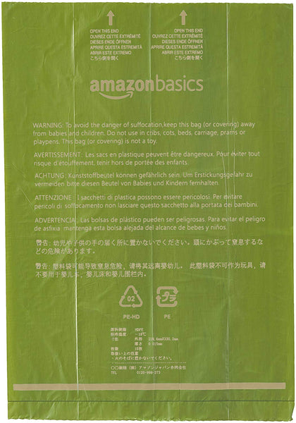 AmazonBasics Dog Waste Bags with Dispenser and Leash Clip, Standard and EPI Additive