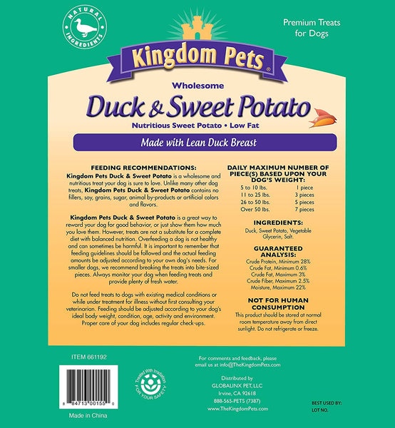 Kingdom Pets Filler Free Duck Jerky & Sweet Potato Twists, Premium Treats for Dogs, 48-ounce bag