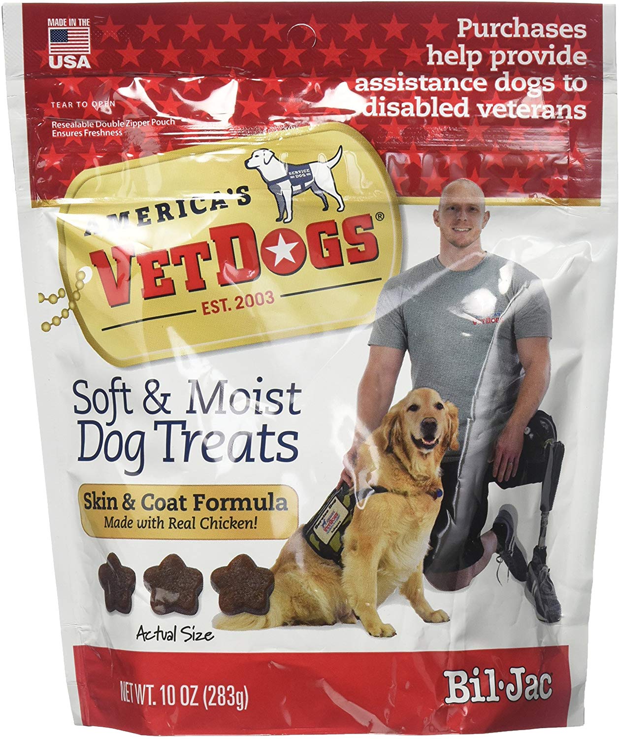 Bil-Jac (6 Pack) America's Vet Dogs Skin and Coat Dog Treats, 10 Ounces Each