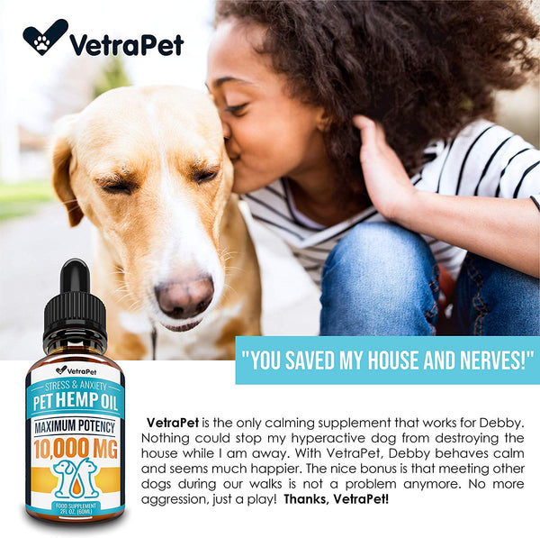 Hemp Oil for Dogs and Cats - Maximum Potency 10,000mg, 2oz - Premium Hеmp Oil Drops for Stress & Anxiety Relief - USA Made Advanced Formula - Supports Hip & Joint Health, Natural Inflammation Relief