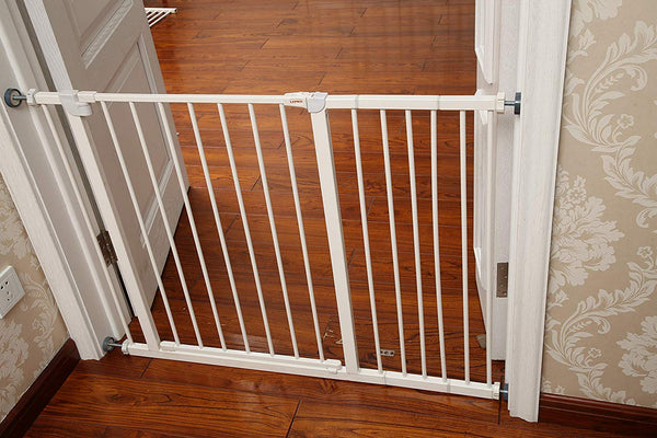 LEMKA Safety Baby Gate,Thru Gate Metal Expandable Pet Gate for Stairs,Doorways with 4" & 6" Extension,Fits Spaces Between 30" to 42" Wide 30" High