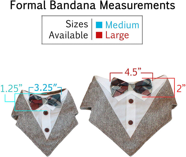 Tail Trends Formal Dog Tuxedo Dog Wedding Bandana with Bow Tie and Neck Tie Designs for Special Occasions