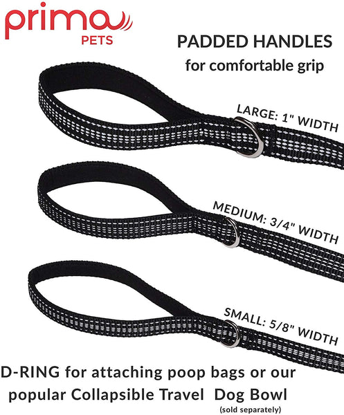 Reflective Dog Leash with Soft and Thick Padded Double Handles, Premium Heavy Duty Nylon Leash with Thick Neoprene Ergonomic Dual Handles for Ultimate Control Safety Training Durable Traffic Handle- 2 Handles - Available in 4 feet or 6 feet