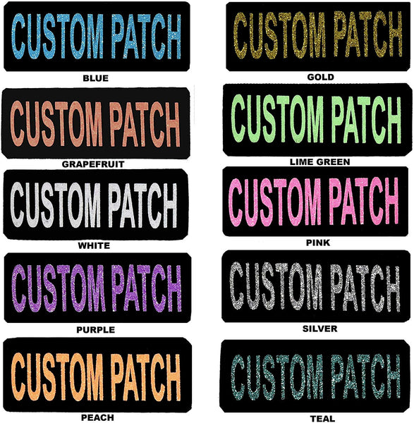 Dogline Custom Patch w\/Glitter Letters for Dog Vest, Harness or Collar | Customizable Bling Text | Personalized Patches w\/Hook Backing | Name, Agility, Service Dog, ESA