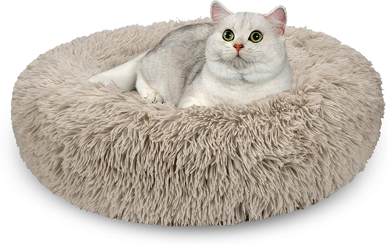 AIPERRO Pet Bed for Small Dogs and Cats Donut Cuddler Fur Round Dog Bed Soft Plush Fluffy Indoor Cat Bed, Anti Slip Bottom, 20\/23\/30 Inch for Puppy and Kitties