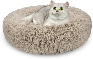 AIPERRO Pet Bed for Small Dogs and Cats Donut Cuddler Fur Round Dog Bed Soft Plush Fluffy Indoor Cat Bed, Anti Slip Bottom, 20\/23\/30 Inch for Puppy and Kitties