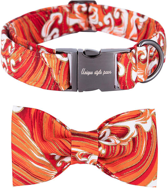 Unique style paws Christmas Dog and Cat Collar with Bow Pet Gift for Dogs and Cats Adjustable Soft&Comfy Cotton Collars 6 Sizes and 6 Patterns