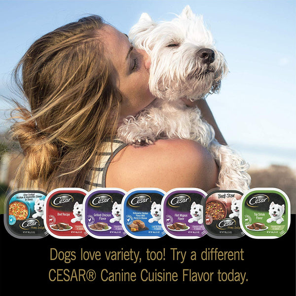 Cesar Canine Cuisine And Home Delights Wet Dog Food Club Variety Pack, (Pack Of 36) 3.5 Oz. Trays