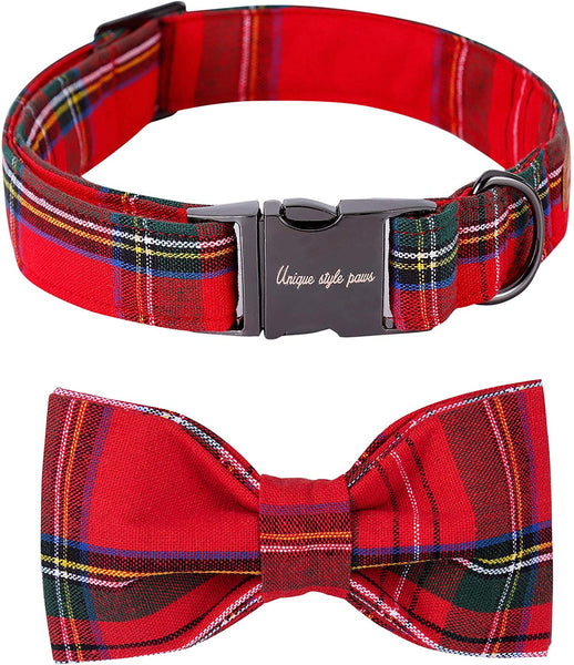 Unique style paws Christmas Dog and Cat Collar with Bow Pet Gift for Dogs and Cats Adjustable Soft&Comfy Cotton Collars 6 Sizes and 6 Patterns