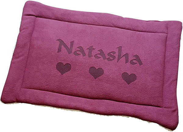 Custom Catch Personalized Dog Mat - Gift for Crate Cushion, Puppy Sleeping Blanket, Kennel Bed Pad - Small, Large, X Large - Gray, Purple, Blue, Maroon, Beige