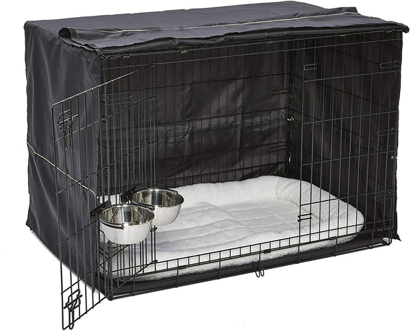 MidWest iCrate Starter Kit | The Perfect Kit for Your New Dog Includes a Dog Crate, Dog Crate Cover, 2 Dog Bowls & Pet Bed | 1-Year Warranty on ALL Items