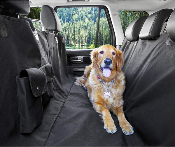 BarksBar Original Pet Seat Cover for Cars - Black, Waterproof & Hammock Convertible